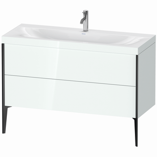 DU WTU XViu/Viu, 2 Ausz, 610x1200x480mm 1 HL, schw. m/ weiß hgl, Ra. 85 ES Ah.