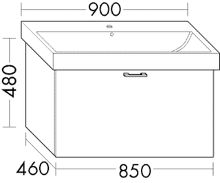Burgbad Waschtisch-Unterschrank sys30 85x48x46cm, 1 Auszug, Echo