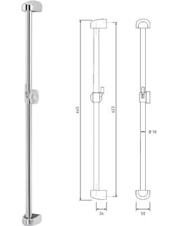 ASW Brausestange Classic 1100mm, Ro d 18mm, Zapfengleiter, vc