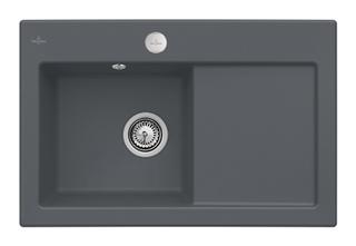 V&B Flächenbündige Spüle Subway 45 Flat m Abl.garn, Exzenterbetätigung, graphit