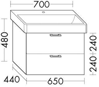 Burgbad Waschtischunterschrank sys30 65x48x44cm, Diago, 1 Schublade/1 Auszug
