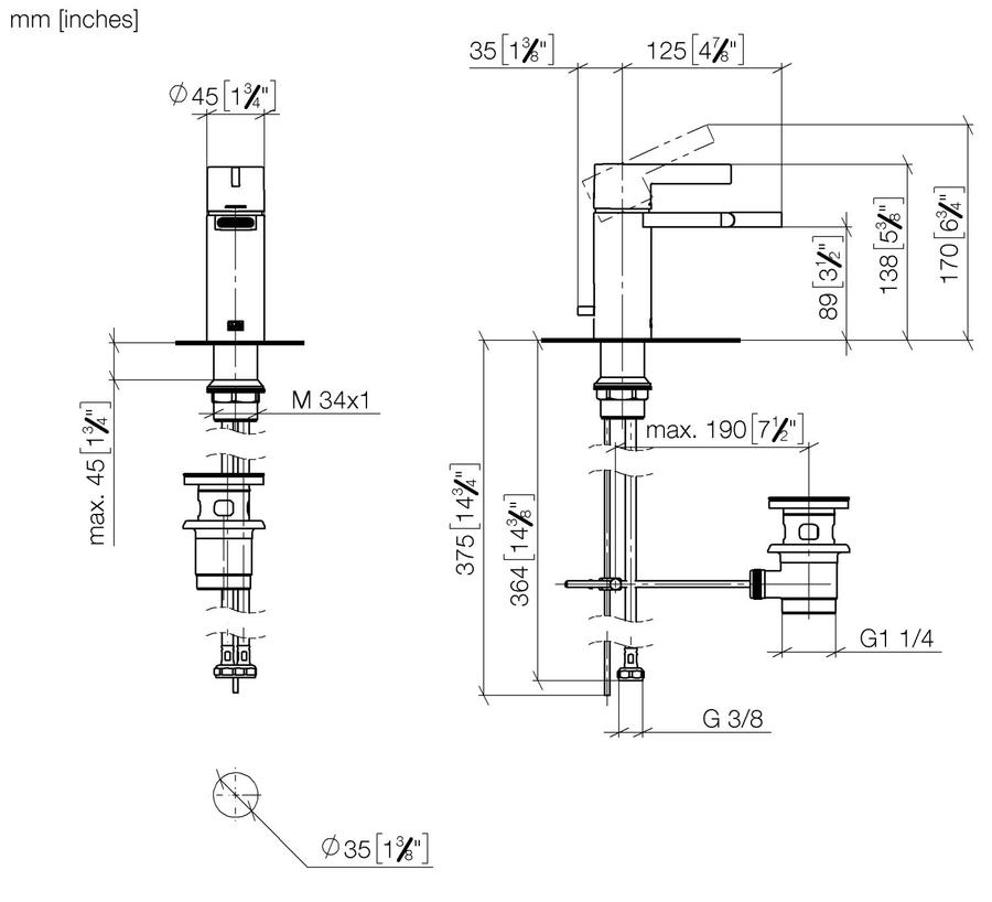 Artikelbild 3 des Artikels „Dornbracht Bidet-Einhandmischer IMO Ausl. 125mm, m Abl.garn, chrom gebürstet chrom gebürstet“