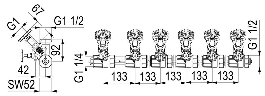 Artikelbild 2 des Artikels „Schlösser ATV-Verteiler 6-f, DN 25, G 1 1/4x1 1/2, nstg Spin. 6-fach | DN 25, G 1 1/4 x 1 1/2“