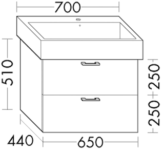 Burgbad Waschtischunterschrank sys30 65x51x44cm, Echo, 1 Schublade/1 Auszug