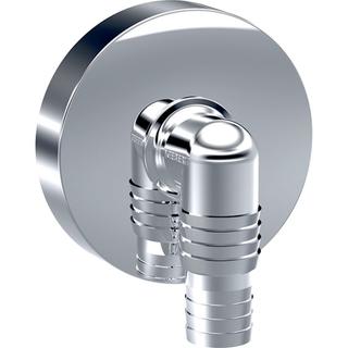 GE Winkelschlauchtülle mit Wandrosette chrom / glänzend