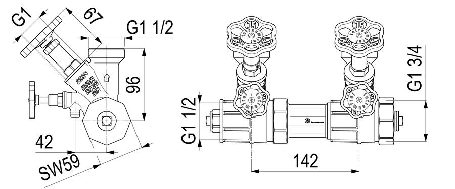 Artikelbild 2 des Artikels „Schlösser ATV-Verteiler 2-f, DN 25, G 1 1/2x1 1/2, nstg Spin. 2-fach | DN 25, G 1 1/2 x 1 1/2“