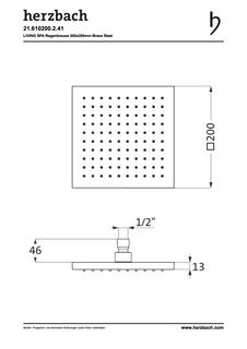 Herzbach Regenbrause Living Spa square für Decken- oder Wandarm, 200 x 200 mm