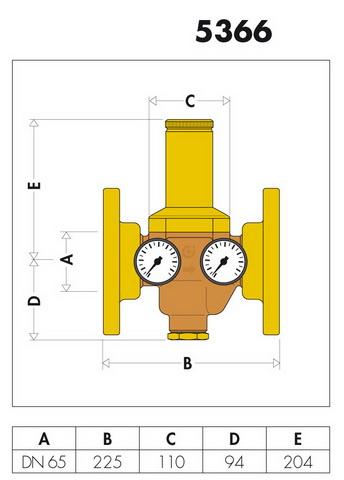 Artikelbild 2 des Artikels „Caleffi Druckminderer DN 65, RG, 0,5-6 b, m 80 GrC, m 2 Manom. DN 65“