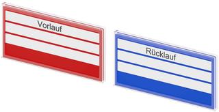 Flamco Bezeichnungsschilder ein P. 1x rot, 1x bl., f Vert.-Iso