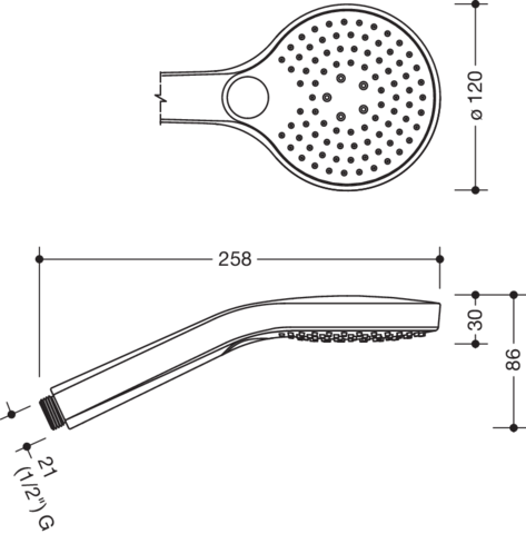 Artikelbild 3 des Artikels „HEWI Handbrause d= 120mm, 3 Strahlarten, schwarz schwarz“