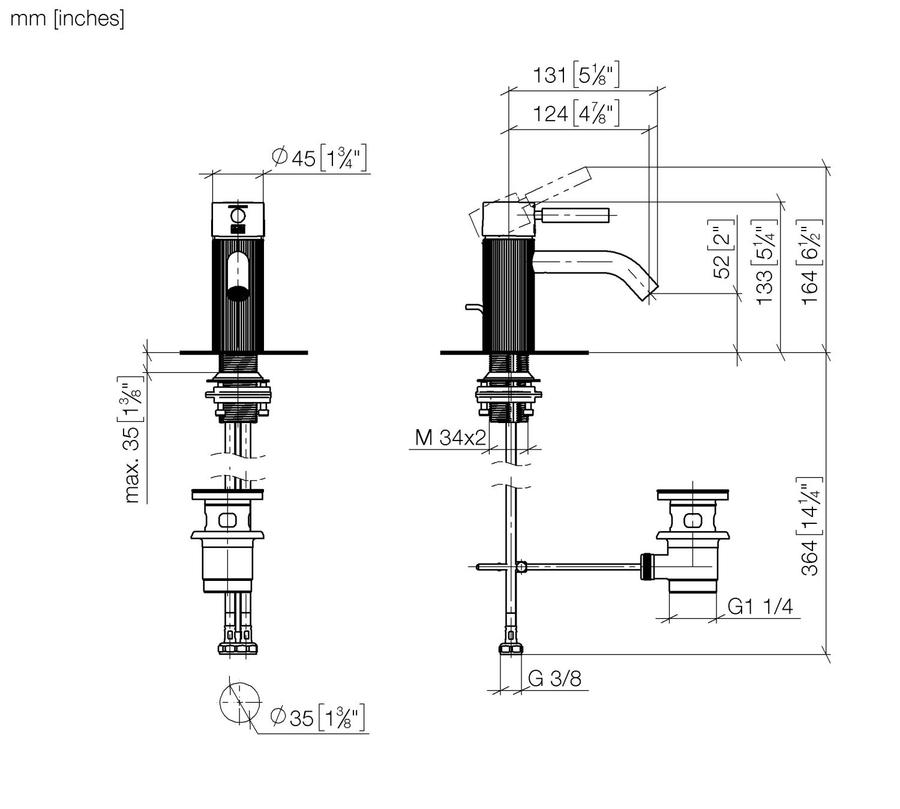 Artikelbild 3 des Artikels „Dornbracht Einhandmischer META m Abl, A 125mm, m facettiert S, b geb. Bronze gebürstet“