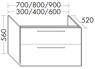 FORMAT Design Unterschrank WVVZ 300x560x520mm, 2 Auszüge, weiß Hochglanz