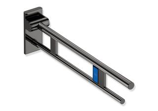HEWI Stützklappgriff System 900 PVD Duo m., m 2 Griff., FSA, L, 762mm, SW-chr gl