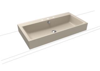 Kaldewei Aufsatz-Waschtisch PURO 3158 90x46cm, 3 Hahnl., sw, P-E, warm beige20
