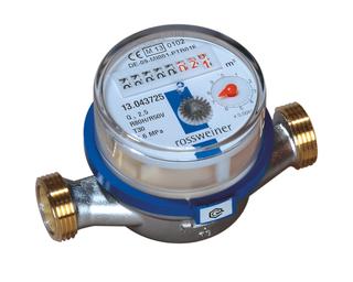 Meibes Wohnungswasserzähler Q3 2,5 m3/h, G 3/4 AG, 110mm, ka, blank