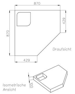 Schedel Duschwannenträger Hoesch Muna 90x90x3cm, 5-Eck, Höhe 10cm