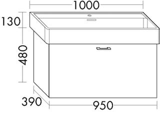 Burgbad Waschtischunterschrank Diago 95x48x39cm, Lichtgrau Matt, 1 Auszug