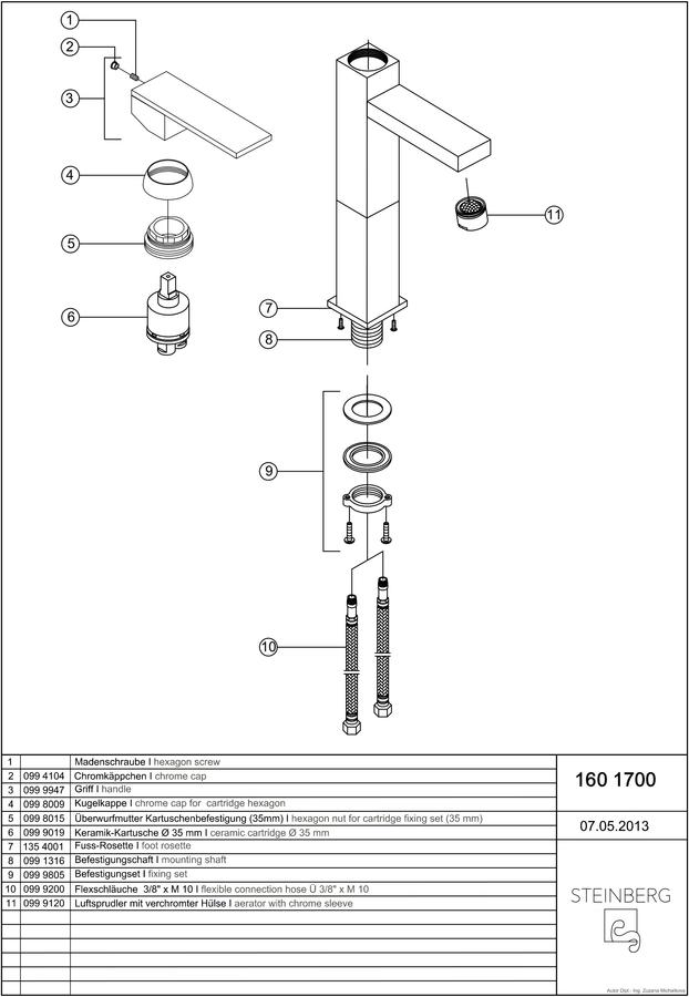 Artikelbild 3 des Artikels „Steinberg WT-Einhebelmischer Serie 160 A 120mm, chr, H 292mm, o. Abl-Garnitur Ausladung 120 mm | chrom“