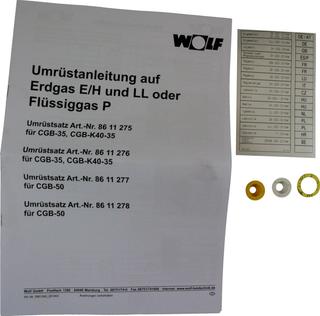 Wolf Umrüstsatz Flüssiggas - Erdgas E/LL und Erdgas E - LL, für CGB-(K)-35