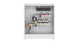 Danfoss Wohnungsstation UnoFloor Mixing 6 HK, Mont re, 230V, mit Tür und Rahmen