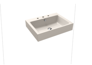 Kaldewei Wand-Waschtisch PURO 3164 60x46cm, 3 Hahnl., Perl-Effekt, pergamon