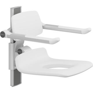 PLUS Duschsitz 450, m. PÖ, höhenverst. Weiß, m.Arm+Rückenlehne, klappbar