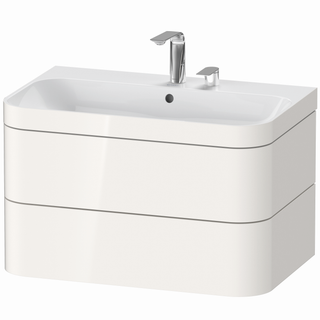 DU Waschtischunterbau m. Happy D.2 Plus 2 HL,480x775x490mm,weiß hgl. ES Ahorn