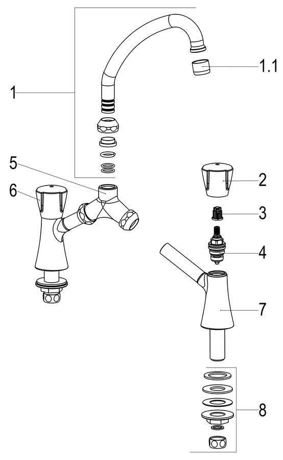 Artikelbild 3 des Artikels „Schulte WT-Zweigr.-Stand. classic-line_2 Ausl. 145mm, schwenkb., verchr., Clas. Classicgriff“