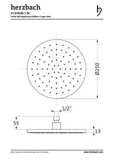 Herzbach Regenbrause Living Spa round Ø 250 mm, für Decken-/ Wandarm